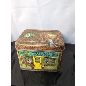 Vintage Cheinco Tea Tin Canister Village Shops 1979 Empty